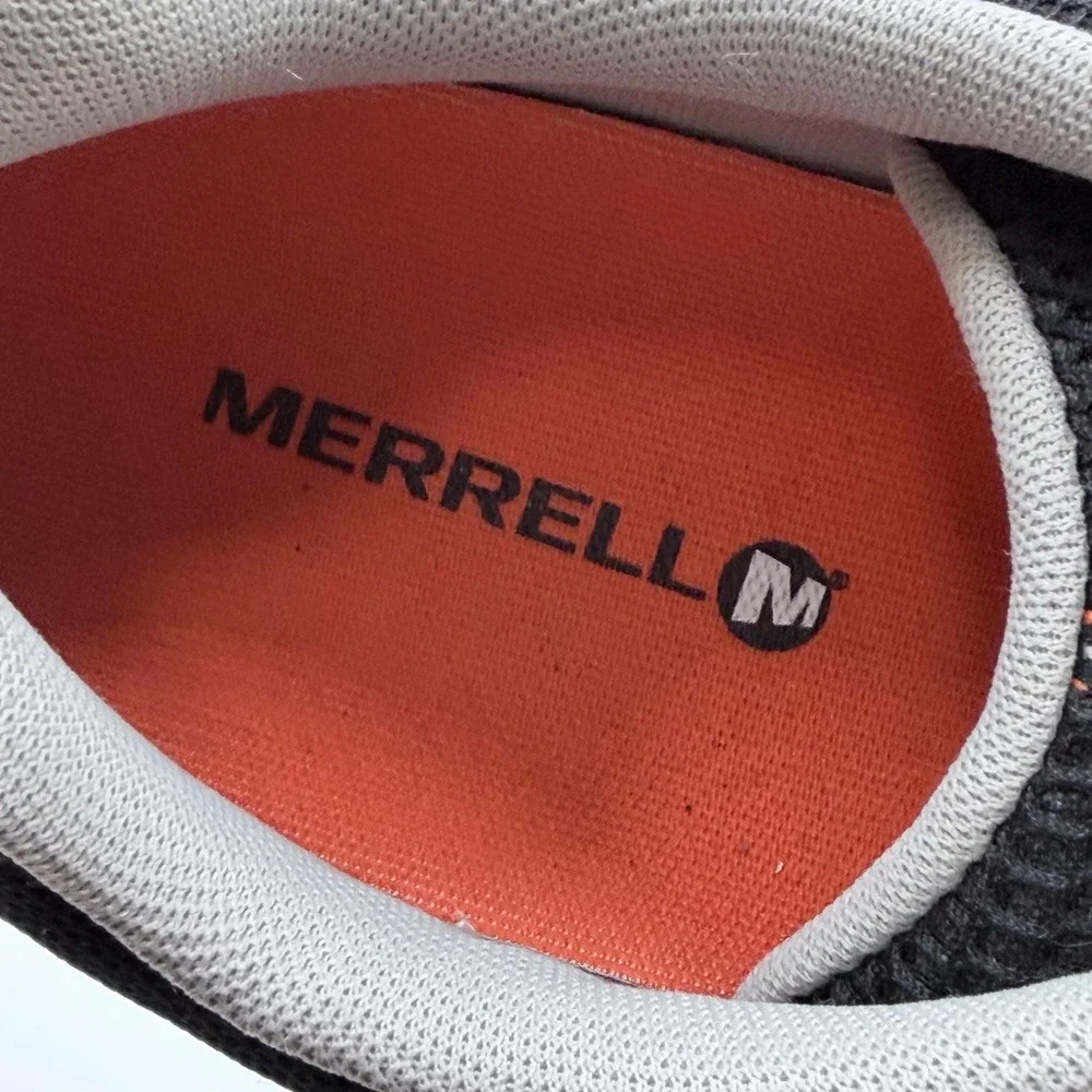 Merrell Mens J289763C Hiking Shoes Black Grey Orange Mesh Trail Sneakers Size 15